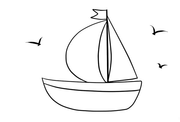 小帆船簡筆畫彩色畫法