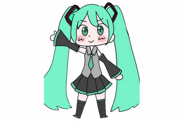 初音未來簡筆畫q版怎么畫簡單又漂亮