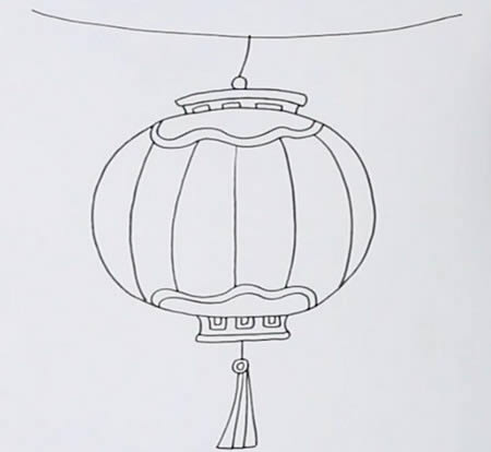 燈籠簡筆畫彩色步驟畫法